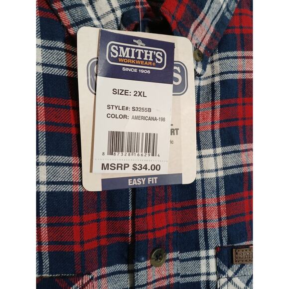 Mens Smiths Workwear Flannel Button Front Size 2XL NWT - Picture 2 of 3
